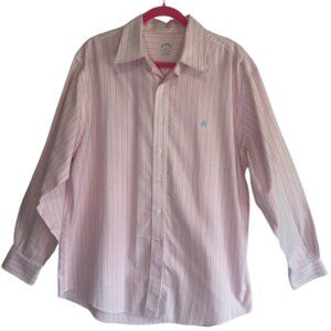 BROOK BROTHERS 346 Men's Pink Striped Long Sleeve Button Down Shirt Size Large